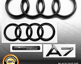 Audi A7 2012-2019 Quattro Front Rear Rings Emblem Badge Gloss Black Out Package