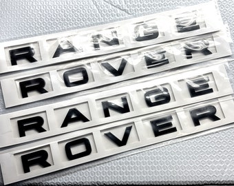 4pc Black Emblem Letters Front and Rear for RANGE ROVER Hood Nameplate Badges Matte or Gloss