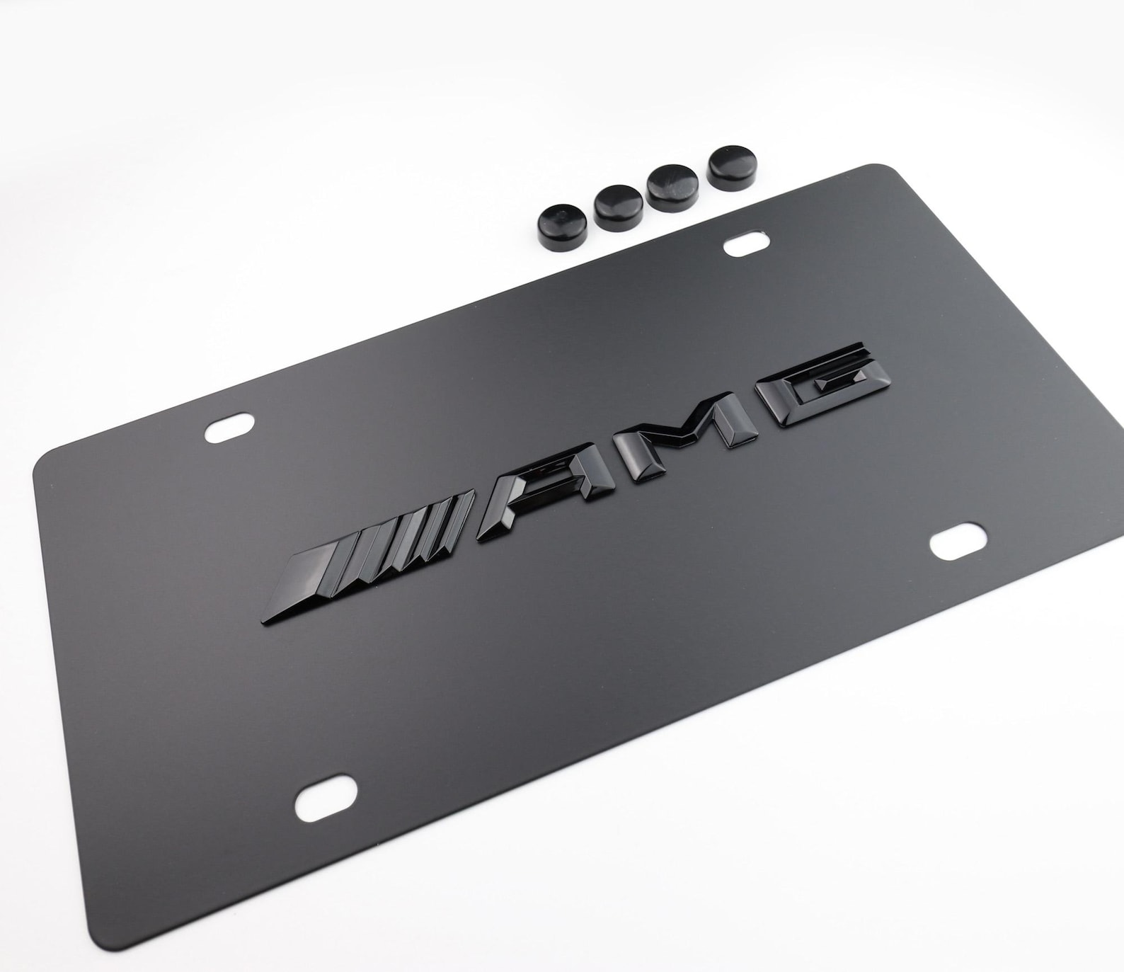 Mercedes Benz AMG License Plate: Black Stainless Steel With Caps - Etsy