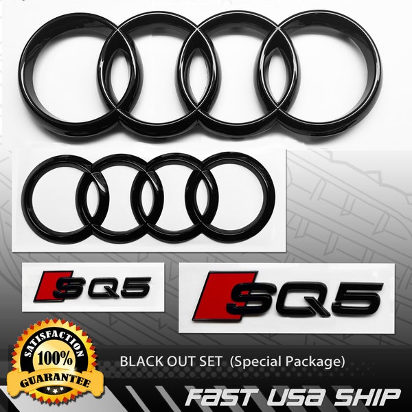 Audi SQ5 2013-2019 Quattro Ringe vorne hinten Emblem Abzeichen glänzend Black Out Paket