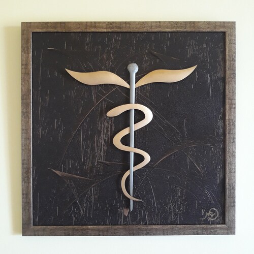 Medical Wall Art Asclepius Wall Hanging Art With Frame Etsy