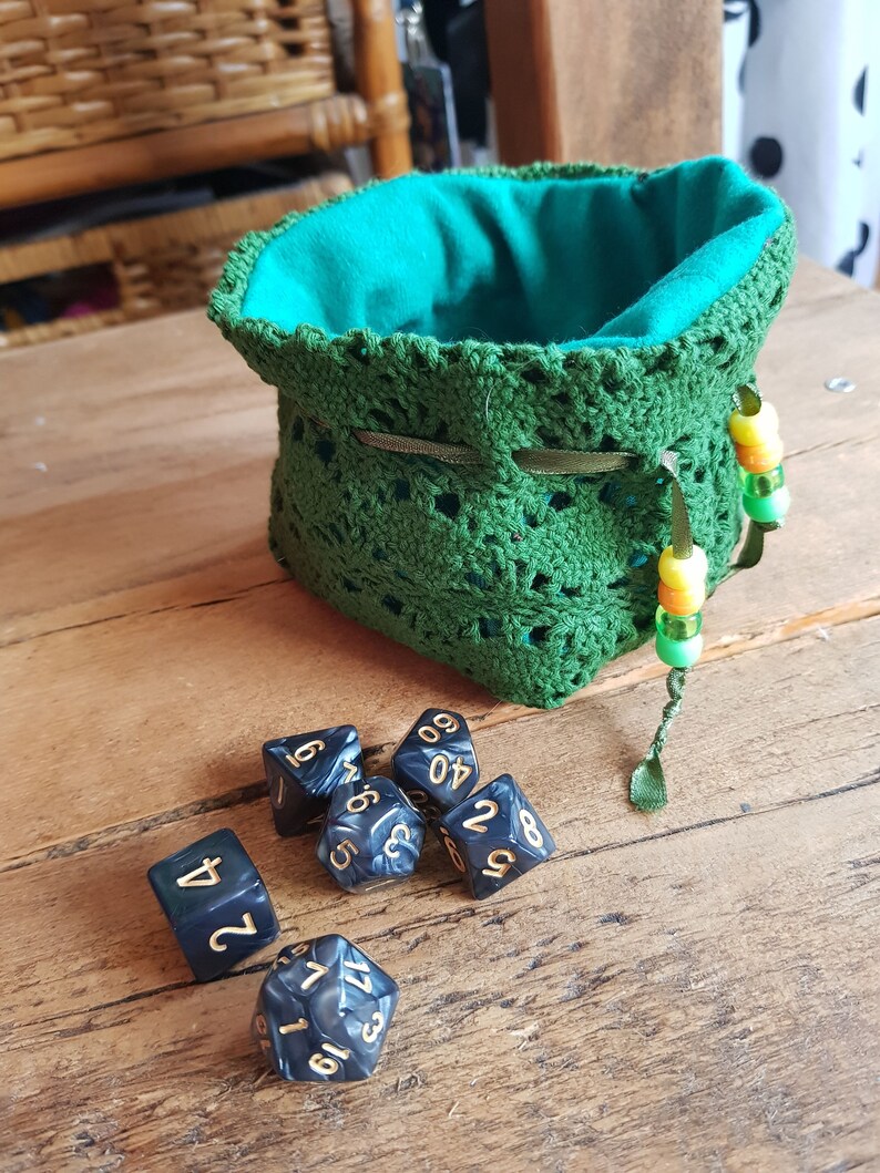 Small Dice bag tabletop rpg games Dice storage Polyhedral mini set Pathfinder Druid colours Dungeons and Dragons D/&D