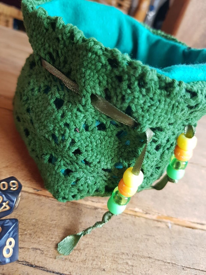 Small Dice bag tabletop rpg games Dice storage Polyhedral mini set Pathfinder Druid colours Dungeons and Dragons D/&D