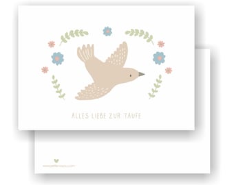 Alles Liebe zur Taufe blau // Taufpate / Glückwunsch / Designkarte  / Grußkarte / Postkarte / Geschenkkarte / Kunstdruck