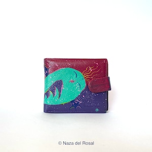 Men hand painted leatherette wallet | Surreal painting | Animal painting | Full color Illustration wallet