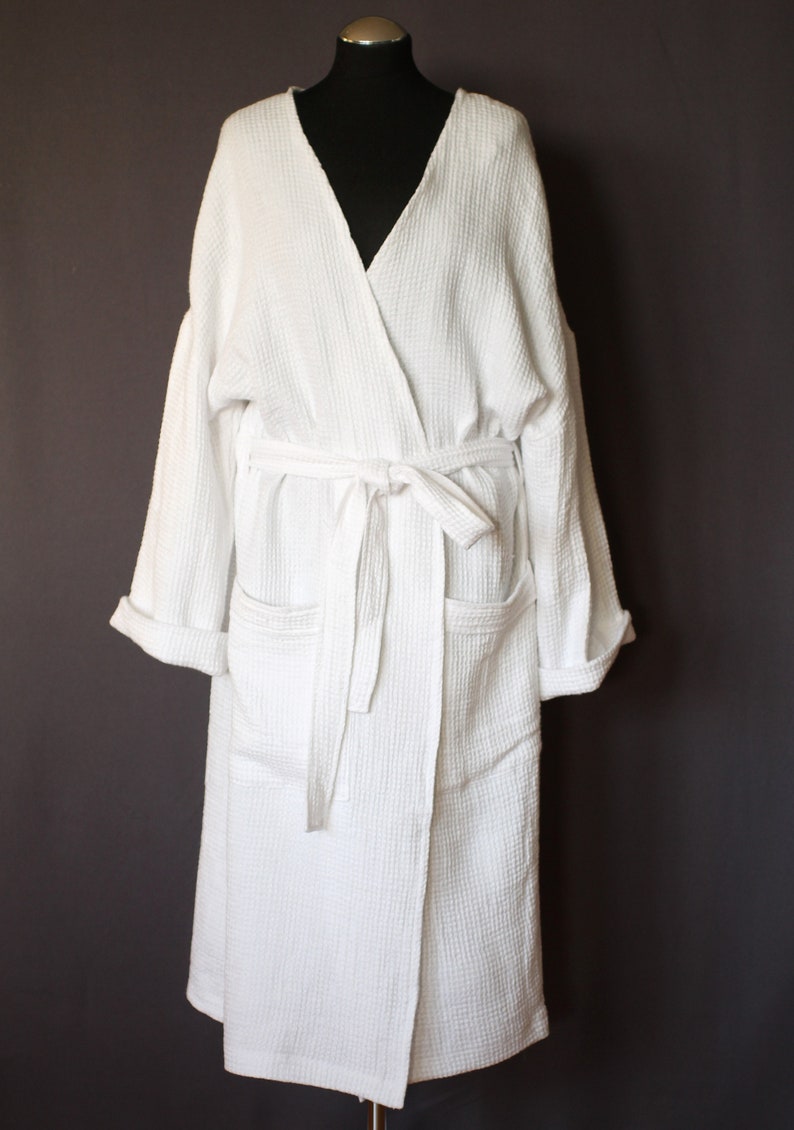 Washed and softened linen bathrobe White unisex linen robe | Etsy