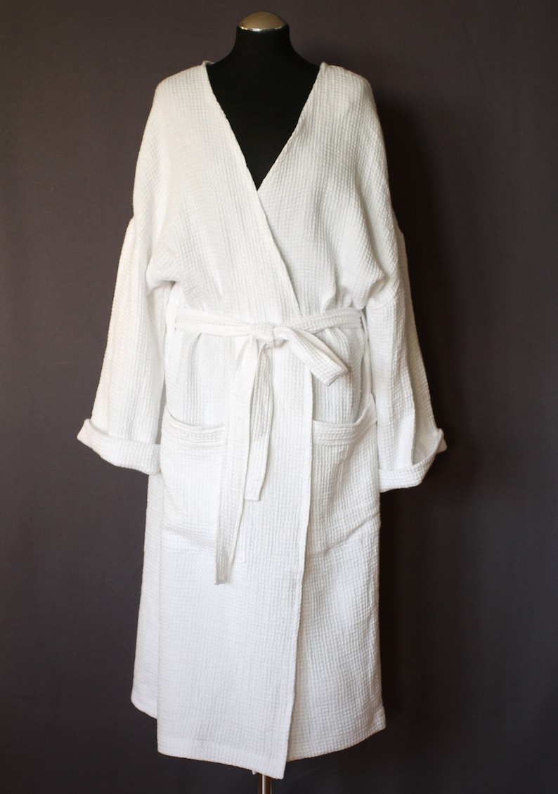 Washed and softened linen bathrobe White unisex linen robe Etsy