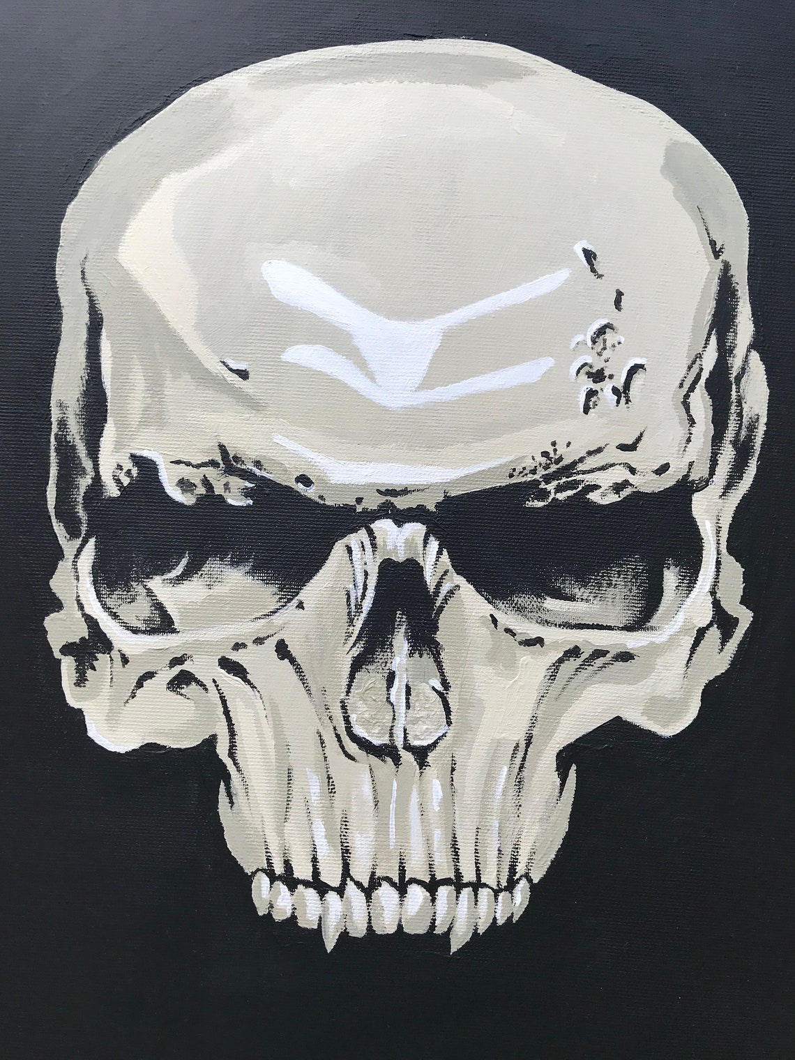 Skull Acrylic Painting on Canvas 20X20 Skull Decor Wall Etsy