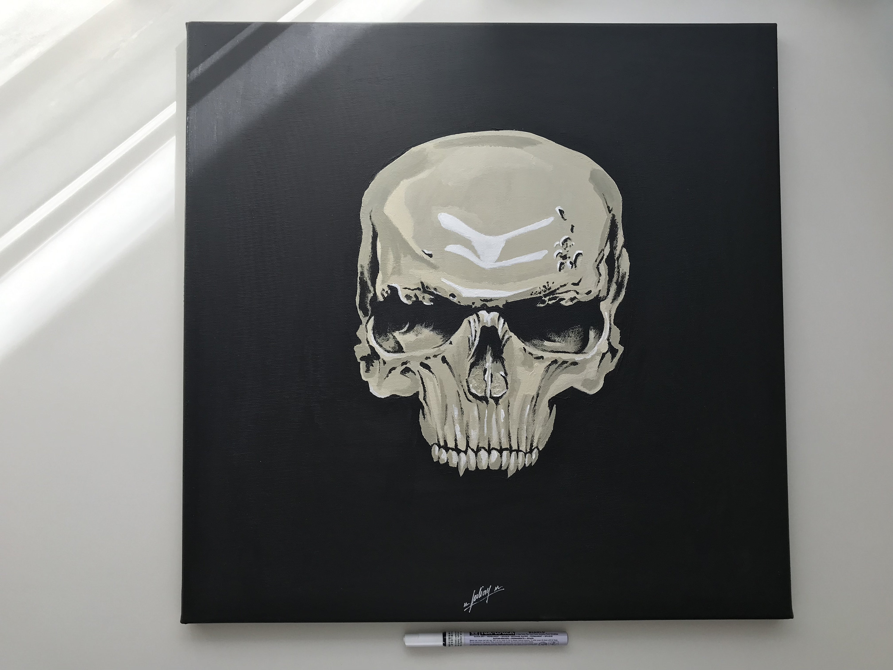 Skull Acrylic Painting on Canvas 20X20 Skull Decor Wall Etsy