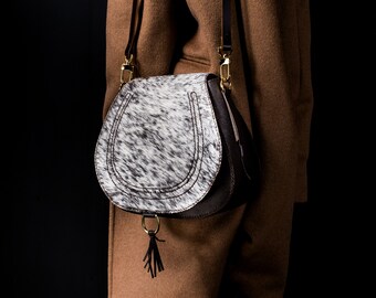 Maggie Saddle Bag | Fur on Cowhide | Leather Bag | Handbag | Luxury Bag | Marcie Saddle Bag | Boho Style | Bohemian | Made in Hawaii