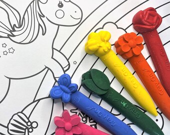 Chunky Buntstifte für Kleinkinder: Blumen & Käfer Formen mit Malvorlage
