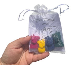Handmade Pig Party favours Crayons, Family pig party fillers, Birthday party bags, Kids party fillers, Children party favours