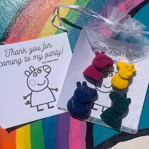 Handmade Pig Party favours Crayons, Family pig party fillers, Birthday party bags, Kids party fillers, Children party favours