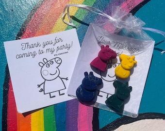 Handmade Pig Party favours Crayons, Family pig party fillers, Birthday party bags, Kids party fillers, Children party favours