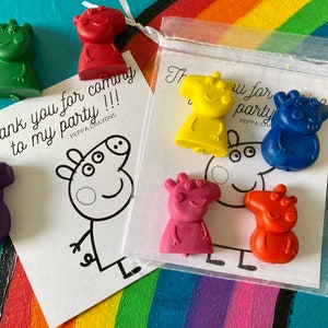 Handmade Pig Party favours Crayons, Family pig party fillers, Birthday party bags, Kids party fillers, Children party favours