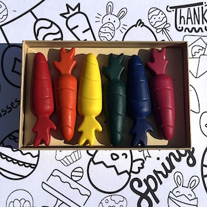 Easter gift for kids Crayon set with personalised colouring sheet, Easter activity, Carrots Crayons, toddlers gifts