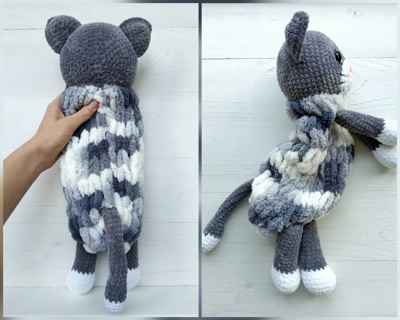 Crochet Cat Toy Pajamas Holder Big Stuffed Animal Cat Etsy