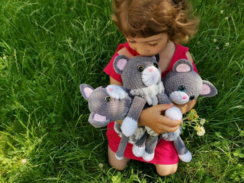 Crochet Cat Toy Pajamas Holder Big Stuffed Animal Cat Etsy