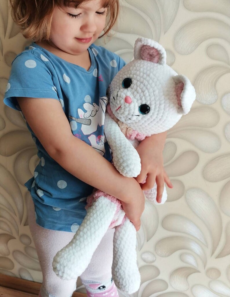 Crochet Cat Toy Pajamas Holder Big Stuffed Animal Cat Etsy