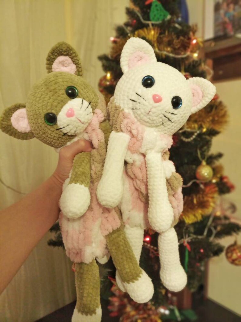 Crochet Cat Toy Pajamas Holder Big Stuffed Animal Cat Etsy