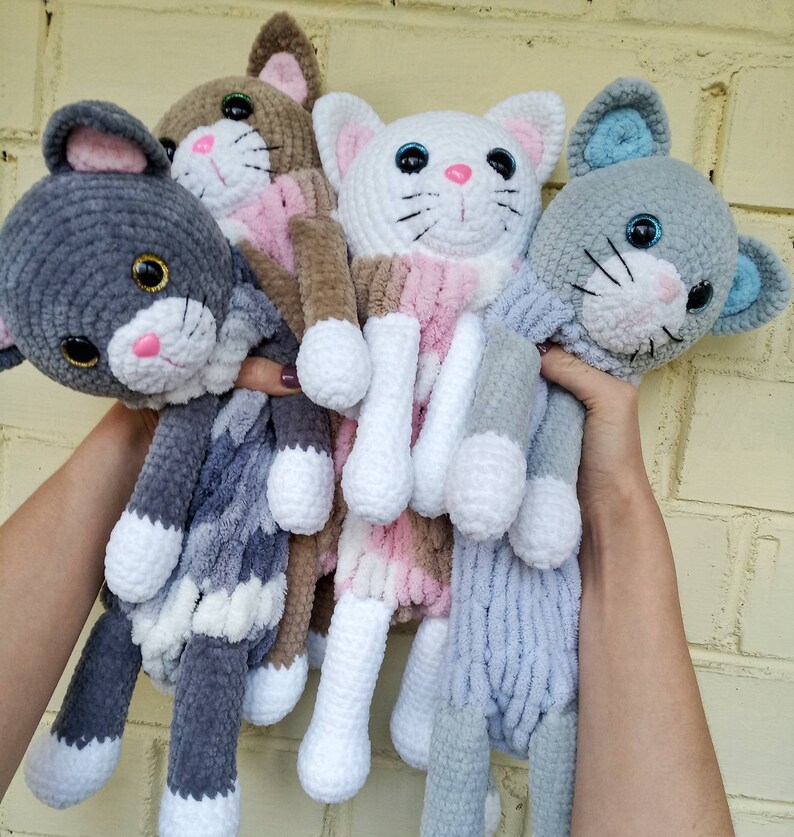 Crochet Cat Toy Pajamas Holder Big Stuffed Animal Cat Etsy