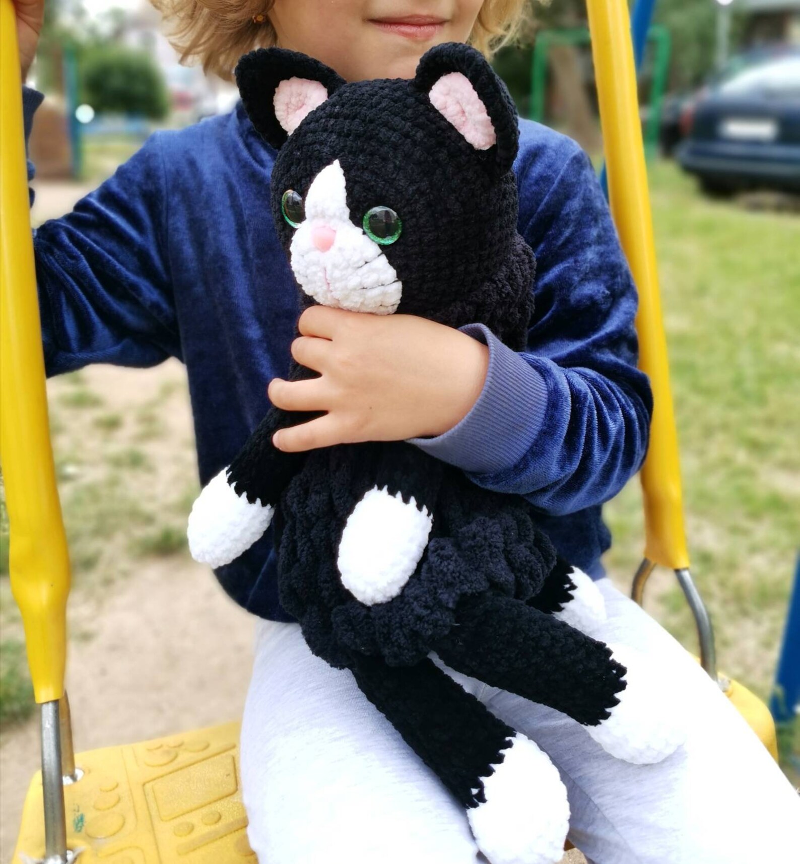 Crochet Cat Toy Pajamas Holder Big Stuffed Animal Cat Etsy