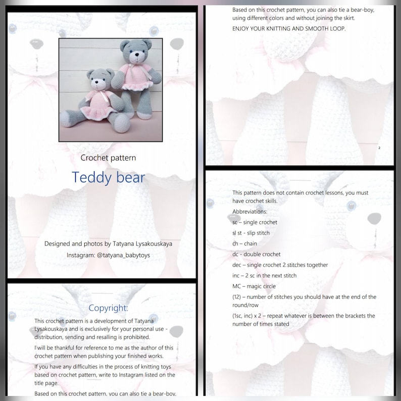 Crochet Toys Patterns Patterns for crochet Crochet Teddy Bear Pattern Amigurumi Crochet Animal Pattern