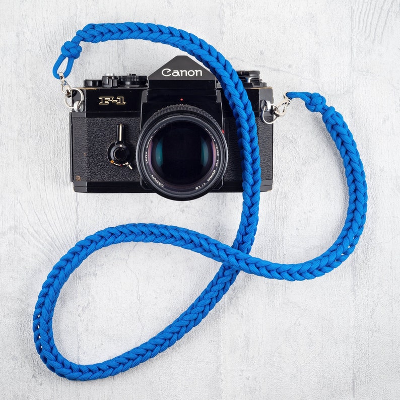 Camera Neck Strap Paracord Braided Rope Lanyard Woven Blue DSLR Photographer Photography EDC Taiga Gear
