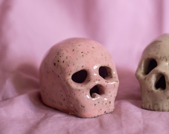 Skull Incense Burner, Stoneware Spooky Decor