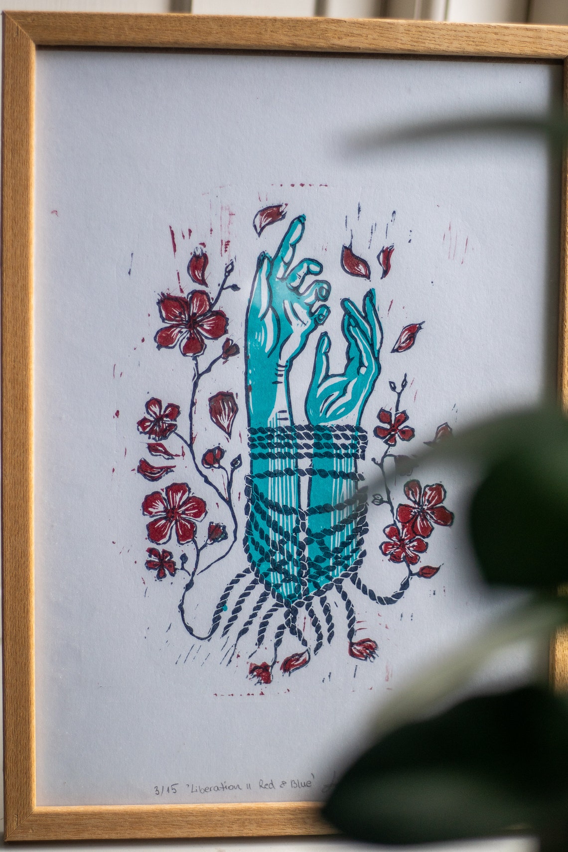 Multi Colour Linoleum Linocut Artwork Print Wall Art on A4 Heavyweight