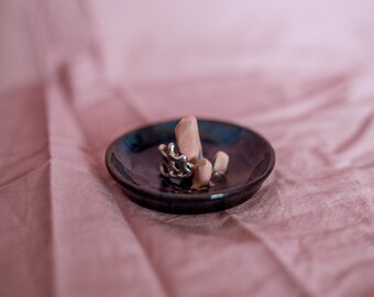 Witchy Stoneware Ring Holder, Effect Glaze Jewelry Dish