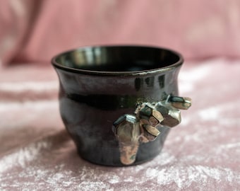 Handmade Ceramic Crystal Cup | Wheel Thrown Stoneware | Sculpted Crystal Detail | Gothic Art Pottery