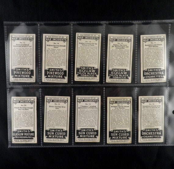 War Incidents ( 2nd Series ) Cigarette Cards by F & J Smith Set of 25  Issued in 1915 Military War History Rare Gift Investment