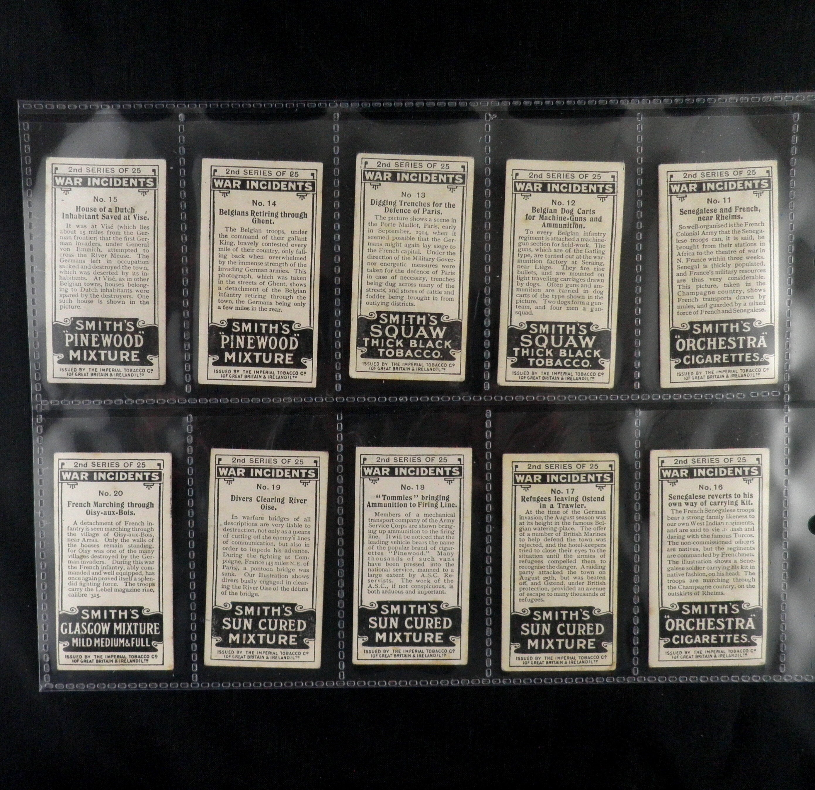 War Incidents ( 2nd Series ) Cigarette Cards by F & J Smith Set of 25  Issued in 1915 Military War History Rare Gift Investment