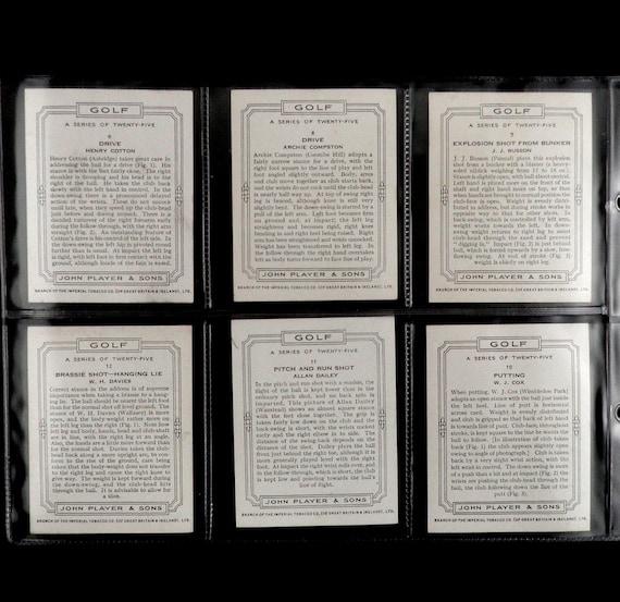Golf ( Large ) Cigarette Cards by John Player & Son Set of 25 Issued in  1939 History Sport Golf Strokes Players Shots Rare Collectable