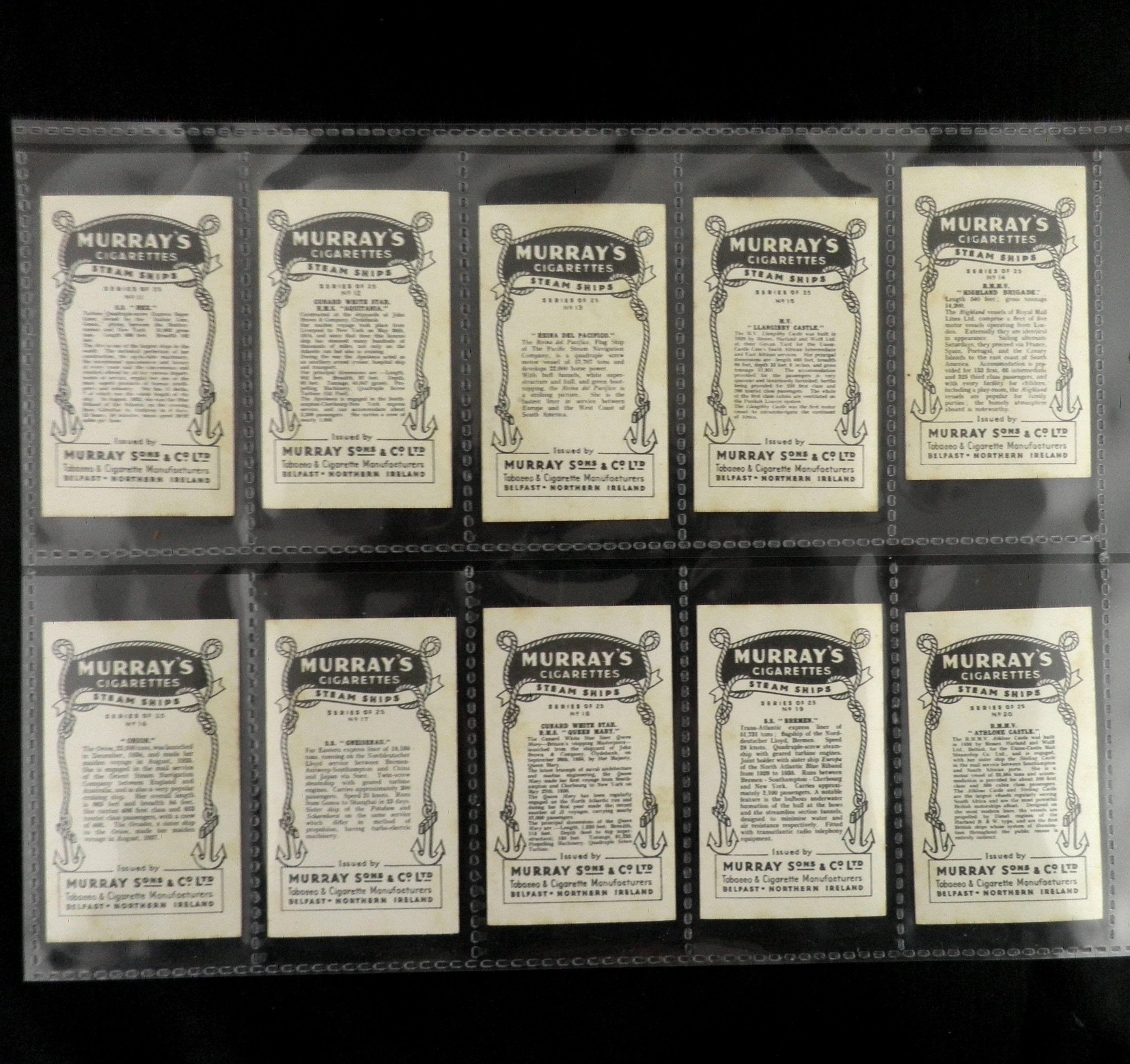 Steam Ships Cigarette Cards by Murray Set of 25 Issued in 1939 History  Liners Cruise Ships Steam Investment Rare
