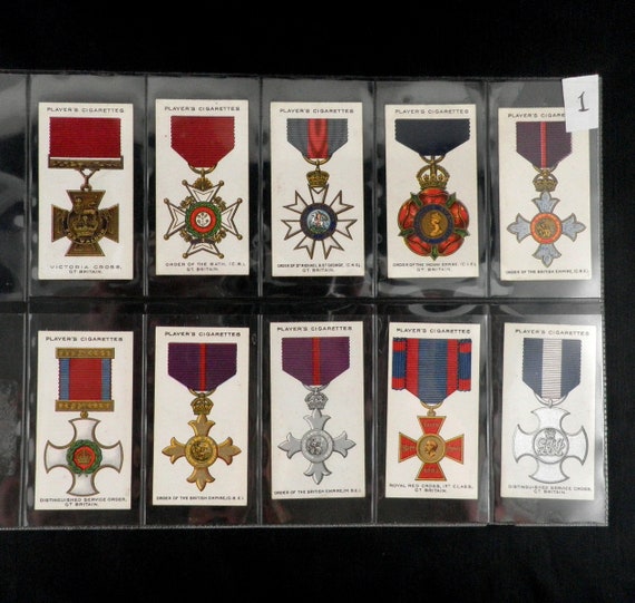 Condecoraciones y medallas de guerra Tarjetas de cigarrillos por John  Player Juego de 90 emitido en 1927 Historia Medallas militares Honores  Guerra Rara -  México