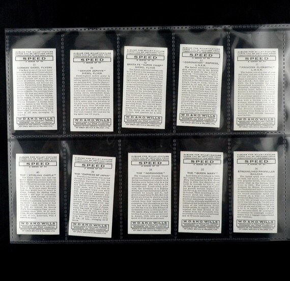 wills cigarette cards speed Speed Cigarette Cards by WD and HO Wills Set of 50 Issued in 1938 Transport  Ships Planes Motorbikes Cars Rare Collectable