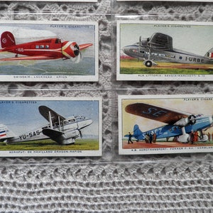 Cartões de cigarro International Air Liners de John Player Conjunto de 50 emitidos em 1936 História Aeronaves civis voando presente raro