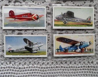 Tarjetas de cigarrillos International Air Liners de John Player Set de 50 emitidas en 1936 Historia Aviones civiles volando regalo raro