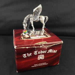 1990s Pegasus Pewter Figurine with Original Box Myth and Magic Series by Tudor Mint Gift Present Collectable
