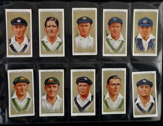 Cricketers 1934 Cigarette Cards by John Player Set of 50 Issued in 1934  History Sport Cricket Cricketers Gift Present Rare