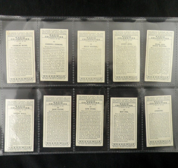 radio celebrities cigarette cards Radio Celebrities Cigarette Cards by WD & HO Wills Set of 50 Issued in 1934  Media Radio Stars Djs Rare Gift