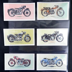 Tarjetas comerciales de motocicletas británicas clásicas de las décadas de 1950 y 1960 de Golden Era. Conjunto de 25. Publicado en 1993. Historia de las motocicletas. Motociclista. Triumph. imagen 4