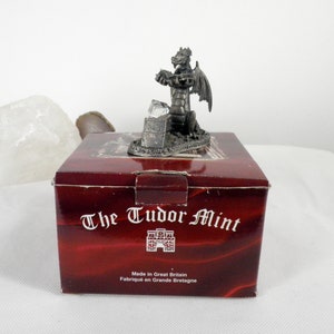 1990s Dragon of Wisdom Pewter Figurine with Original Box Myth and Magic Series by Tudor Mint Gift Present Collectable