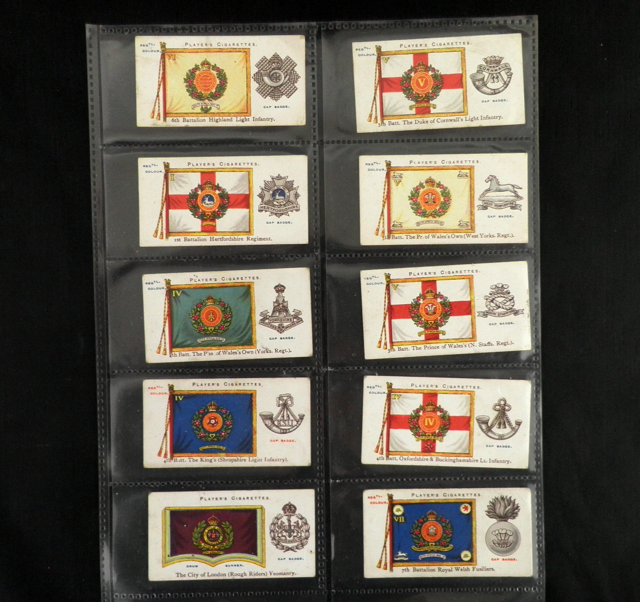Regimental Colours and Cap Badges Cigarette Cards by John Player Set of ...