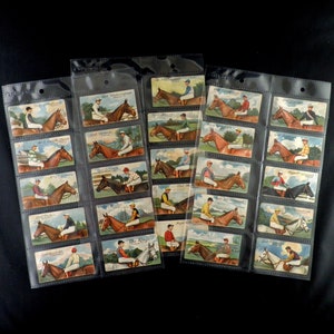 Racehorse Kleuren Sigarettenkaarten van Anstie Set van 25 Uitgegeven in 1922 Geschiedenis Paardenrace Turf Flat Racing Derby Zeldzaam Cadeau