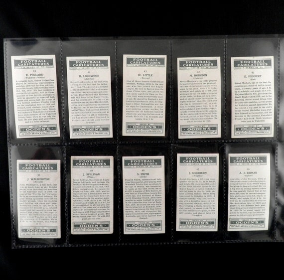 rare football cigarette cards Buy Football Caricatures Cigarette Cards by Ogdens Set of 50 Issued in 1935  History Sport Rugby Football Gift Present Rare Online in India