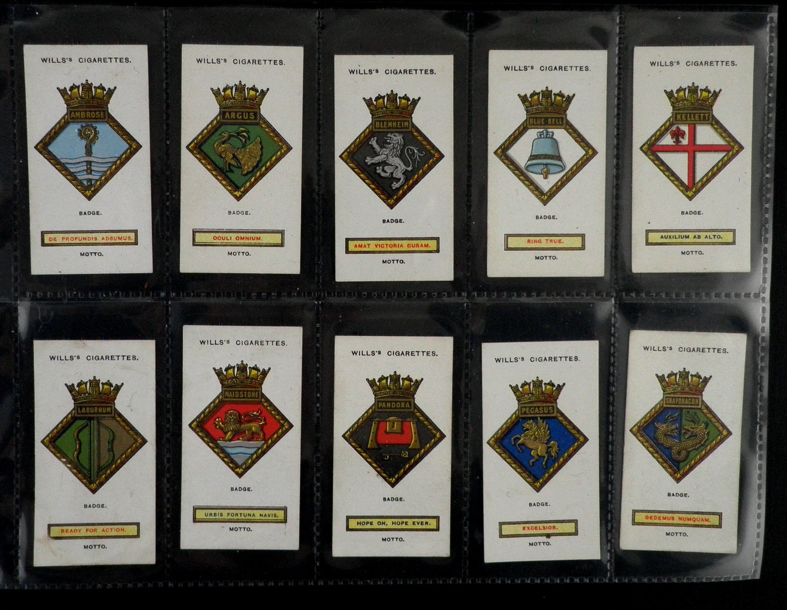 Ships Badges Cigarette Cards by WD and HO Wills Set of 50 Issued in 1925  Ships Names Badges Navy Maritime History Rare Collectable