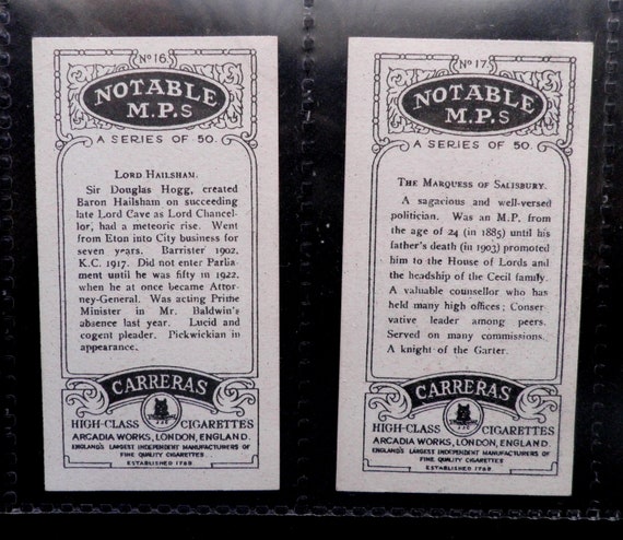 Buy Notable Mps Cigarette Cards by Carreras Set of 50 Issued in 1929  Politics Politicians Government History Rare Collectable Online in India -  Etsy